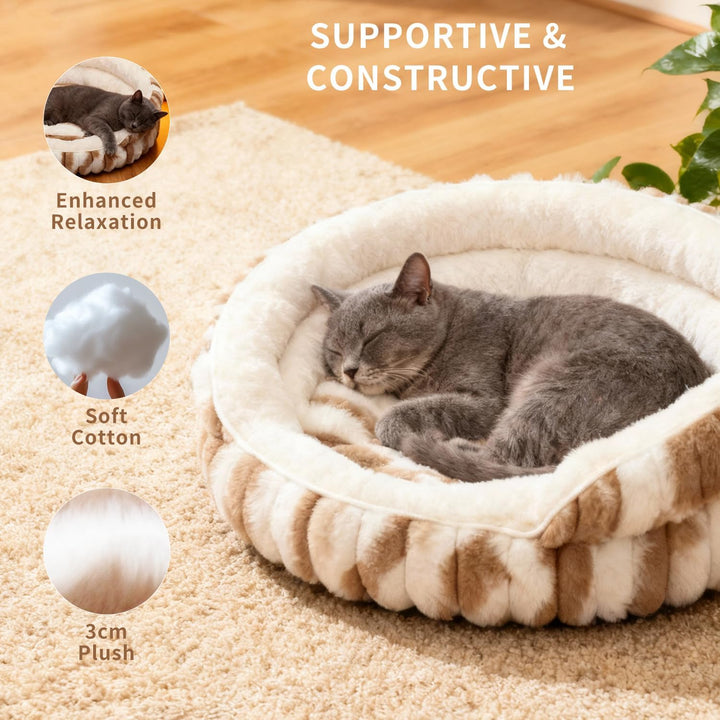 Katzenbetten für Hauskatzen, Kätzchenbett, Donut-waschbar, beruhigend, flauschig, mit Rutschfester U