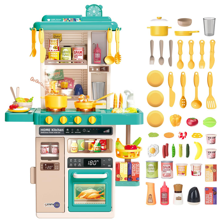 deAO Kinderküche “My Little Chef“ mit Sounds und Licht, Dampf, 50PCS kinderküche zubehör enthalt Ges
