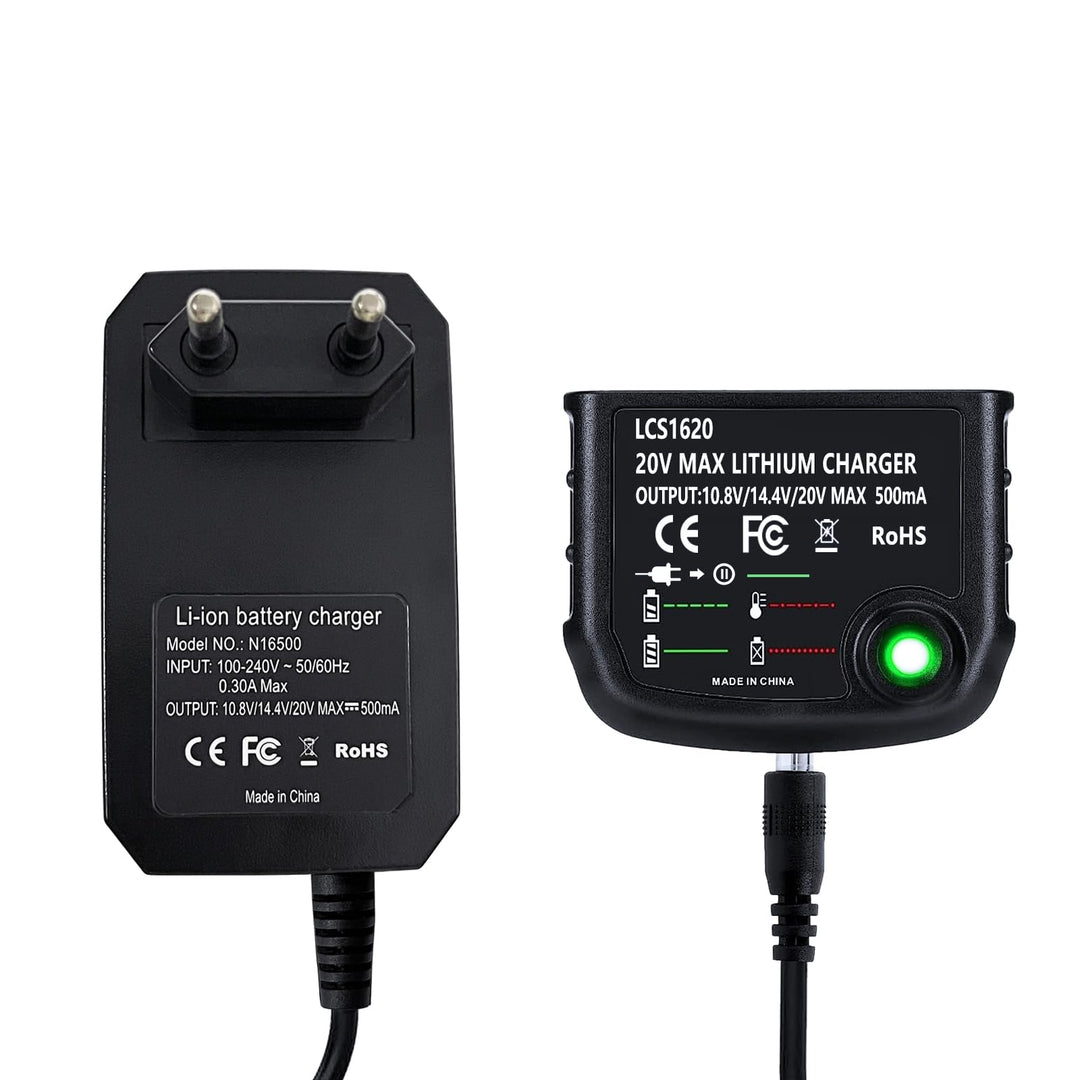 Li-ion Akku Ladegerät Ersatz LCS1620 Kompatibel mit Black & Decker Lithium-Akku 10,8V/14,4V/20V, LB2