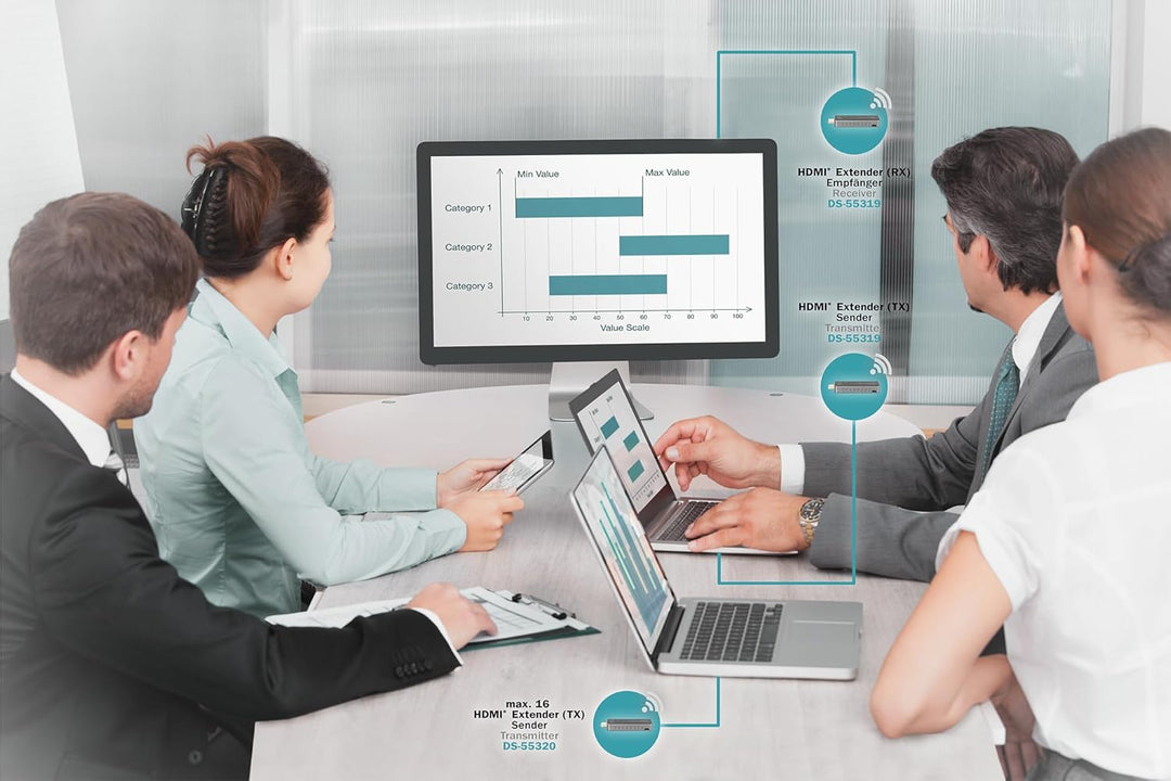 DIGITUS Click & Present Mini – Kabelloses Präsentationssystem – Für Laptop, Tablet, Smartphone – Kei