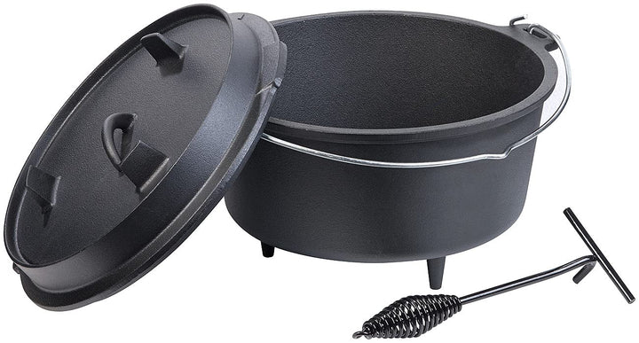 Rosenstein & Söhne Dutch Ofen: Dutch Oven aus Gusseisen mit Standfüssen, 2in1-Deckel & -Pfanne, 9 l