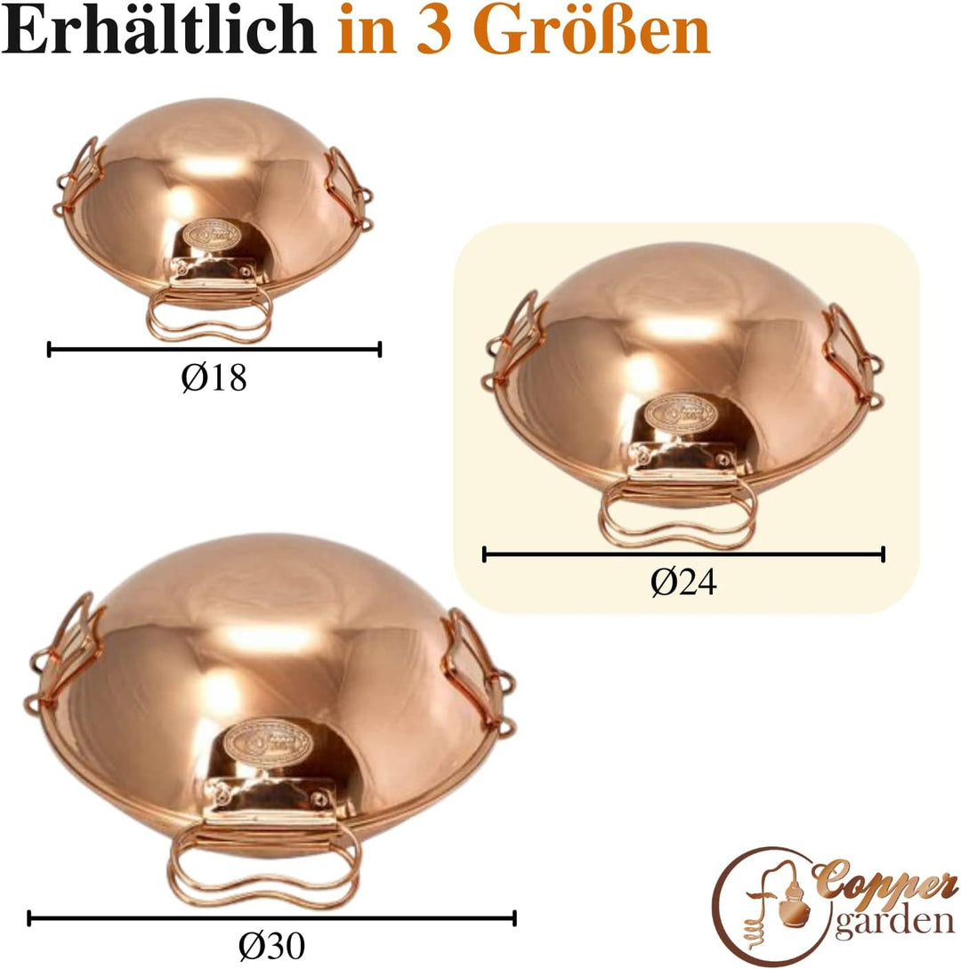 CopperGarden® Cataplana Bräter aus handverzinntem glattem Kupfer mit ca 24 cm Durchmesser I Portugie