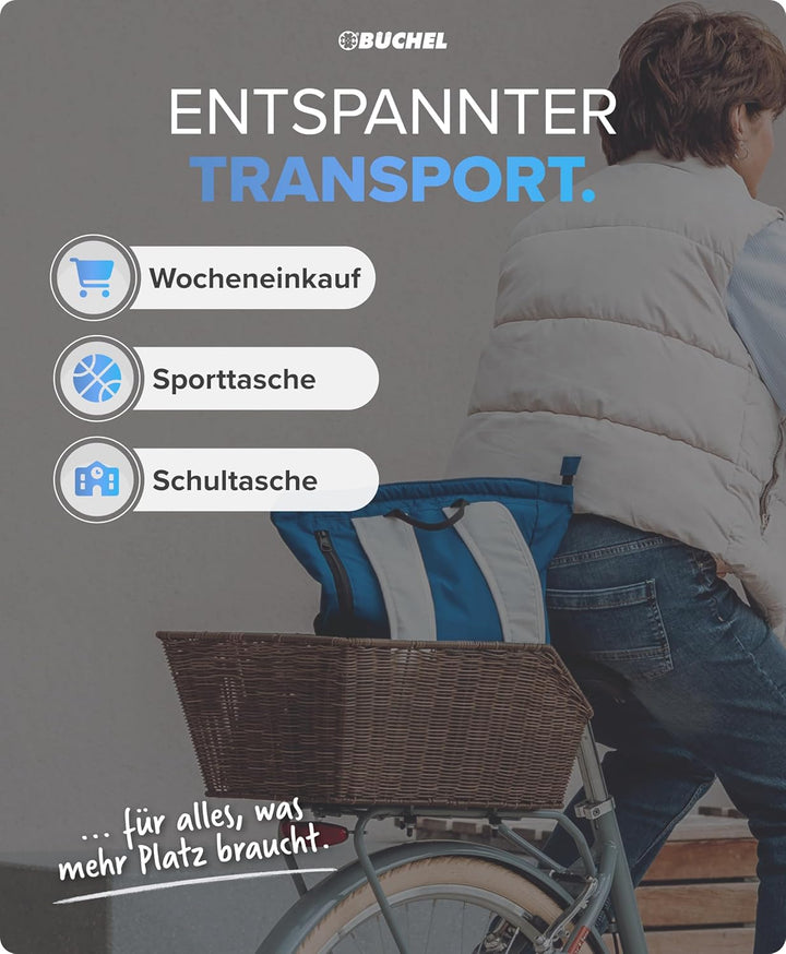 Büchel Fahrradkorb hinten aus hochwertigem Polyrattan I Fahrrad Korb für hinten inkl. Befestigungsma