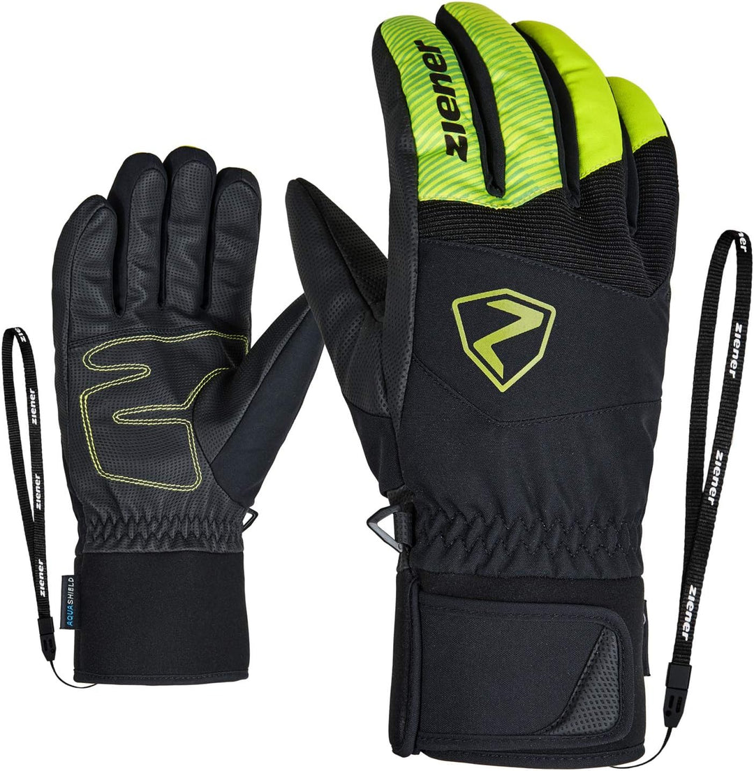 Ziener Ginx As Ski-Handschuhe/Wintersport, Wasserdicht, Atmungsaktiv, Alpine Wool 9.5 lime green, 9.
