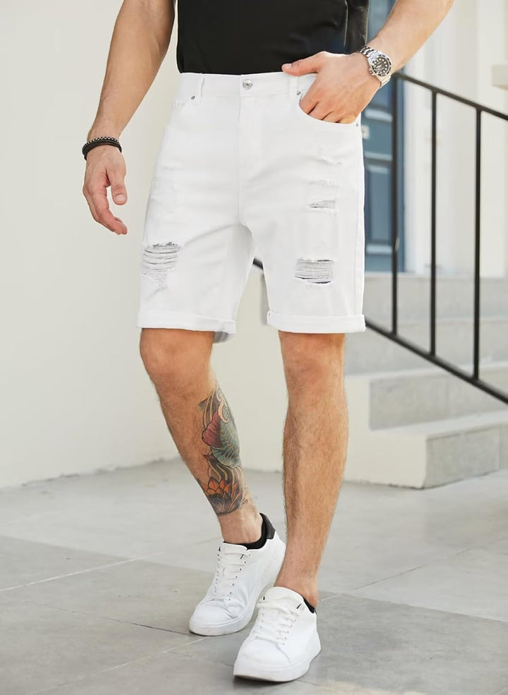 Jeans Shorts Kurze Herren Shorts Sommer Denim Western Casual C Weiss XXL, C Weiss XXL