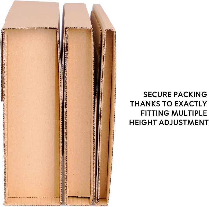 250 Stück | Buchverpackung DIN A3 selbstklebend in Braun | 430x310x10-60 mm - Wickelverpackung BV-5,
