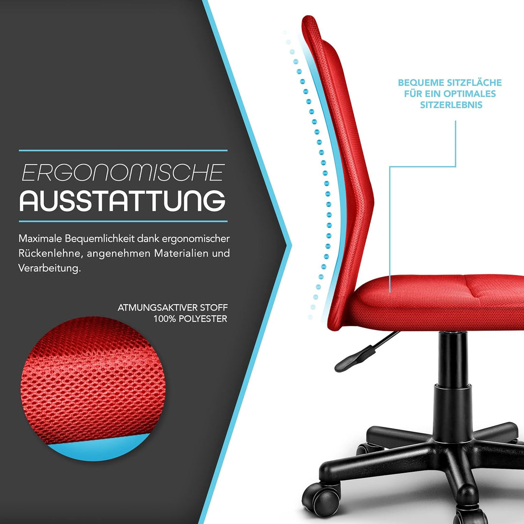 TRESKO Bürostuhl Schreibtischstuhl Drehstuhl, mit Kunststoff-Leichtlaufrollen, stufenlos höhenverste