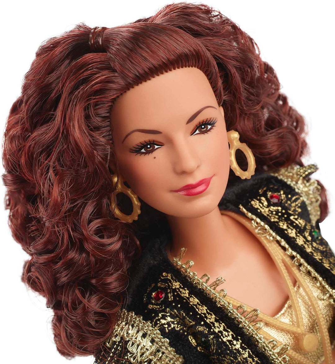 Barbie HCB85 - Signature Gloria Estefan Barbie-Puppe in goldener und schwarzer Mode mit Accessoires