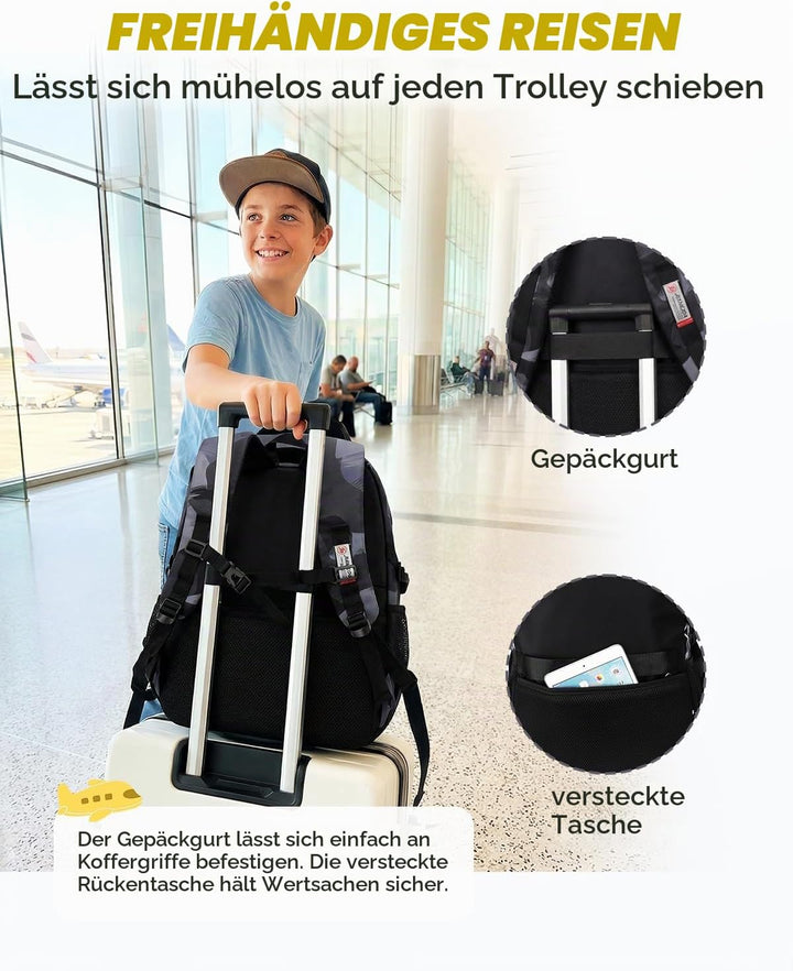 Amythe Schulrucksack Teenager Rucksack für Jungen - Wasserdichter Casual Daypack, Schulranzen Ideal
