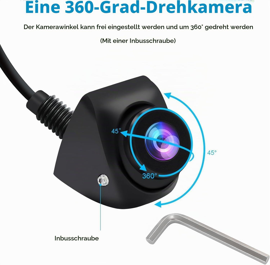 OBEST 1080P Rückfahrkamera Auto Rückfahrkamera, 360°+45° Einstellbare Wasserdicht Rückfahrkamera, 17