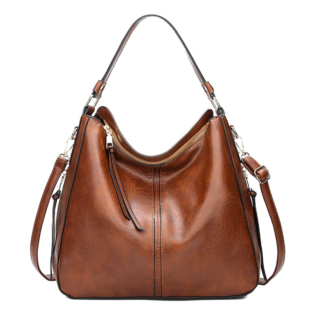 Kris Anna Damen Hobo Eimer Schultertasche aus PU Leder Braun EINWEG, Braun
