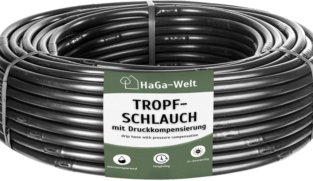 HaGa® 50m Tropfschlauch mit Druckkompensierung Perlschlauch effektive Bewässerung Tropfbewässerung i