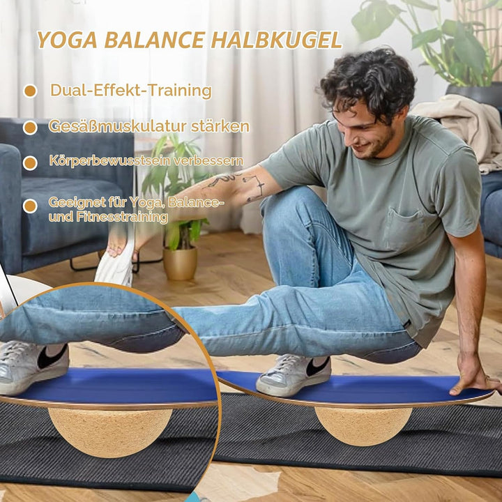 Balance Board Halbkugel aus massivem Kork Ø15cm, Höhe 7,5cm – Rutschfest, nachhaltig, ideal für Glei