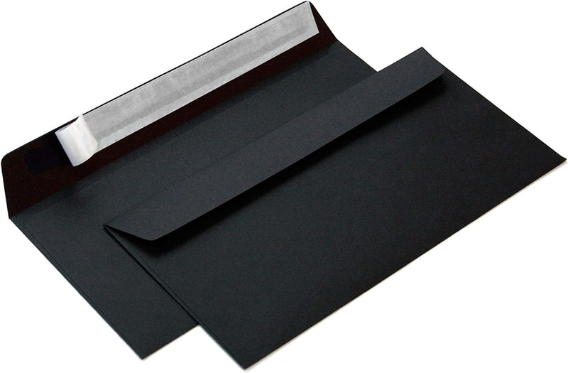 Briefumschläge DIN lang C6/5 114x229 mm schwarz 120 g/m² mit Fenster haftklebend (214AF) (500), 500