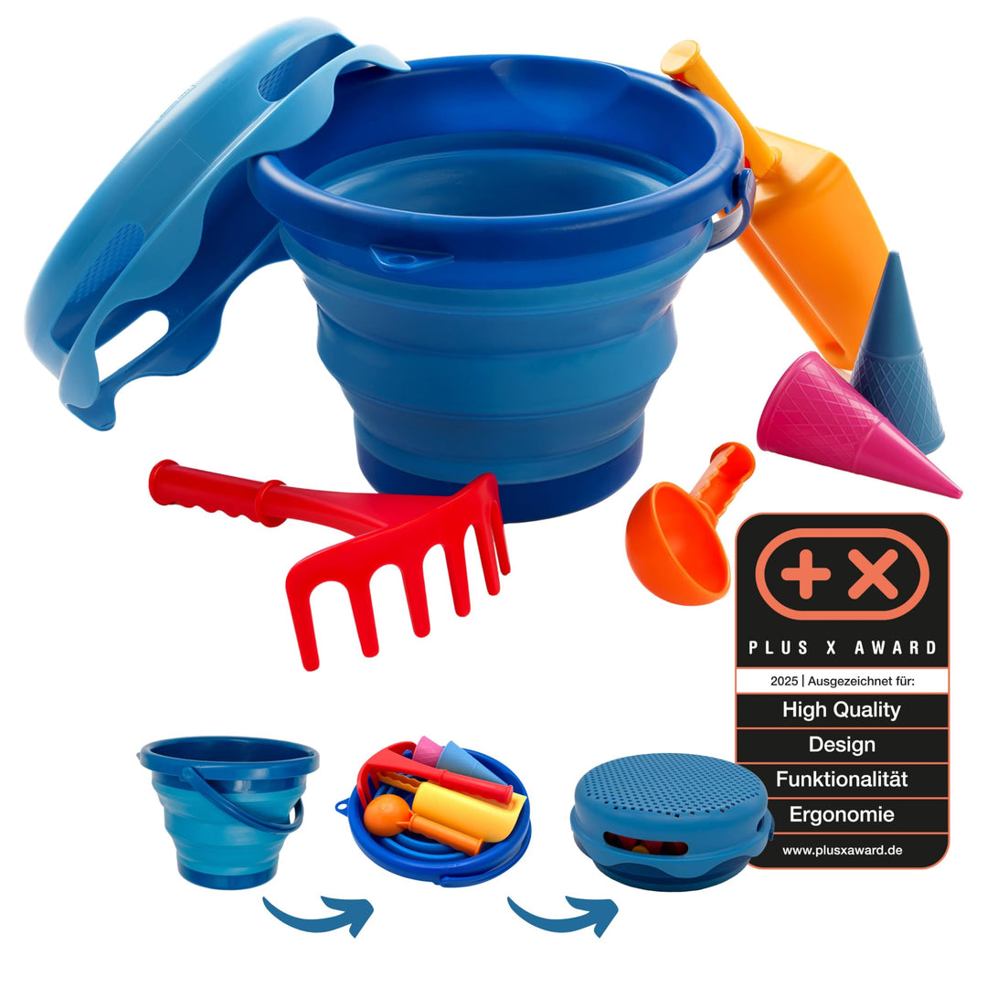 Schildkröt 7in1 Sand Toys Set, innovatives Sand-Spielset im Handtaschenformat, kompakt und platzspar