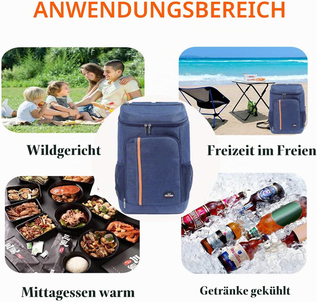 MCXKJ 28L Kühl Rucksack Kühlrucksack Kühltasche Picknicktasche Gross Isoliert Cooler Bag Männer Frau
