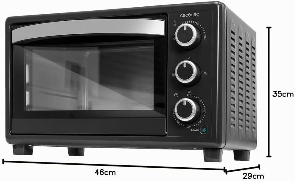 Cecotec Tischofen Bake&Toast 2300 Black, 23 L, Leistung 1500 W, bis zu 230ºC, 3 Heizmodi: Grill, Unt