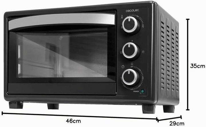 Cecotec Tischofen Bake&Toast 2300 Black, 23 L, Leistung 1500 W, bis zu 230ºC, 3 Heizmodi: Grill, Unt