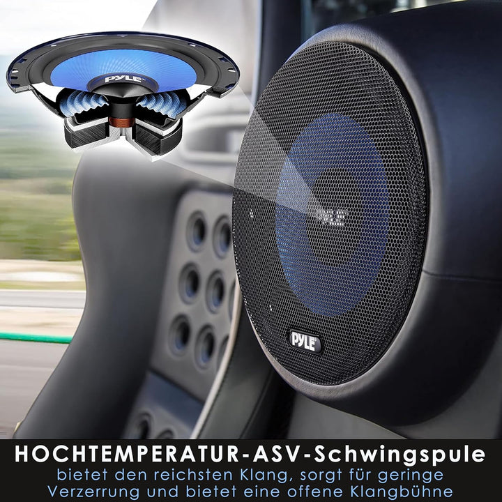 Pyle Auto Lautsprecher Set 15,2 cm x 20,3 cm, 3-Wege Lautsprecher Boxen, 360W, 91 dB, Einbaulautspre