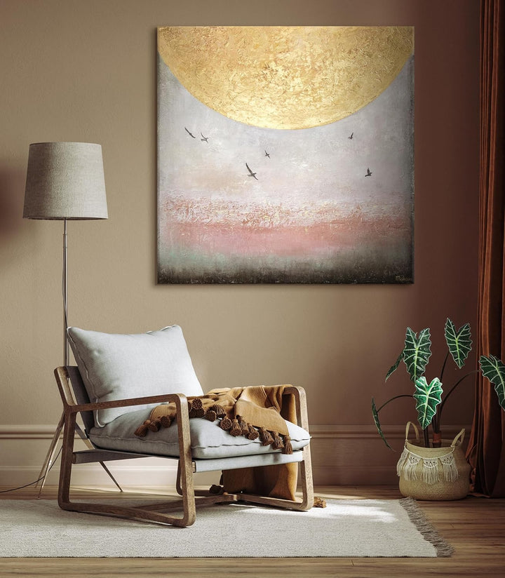 YS-Art XXL Abstrakt Acryl Gemälde auf Leinwand Sonnenenergie II handgemalt Wandbilder Wohnzimmer mod