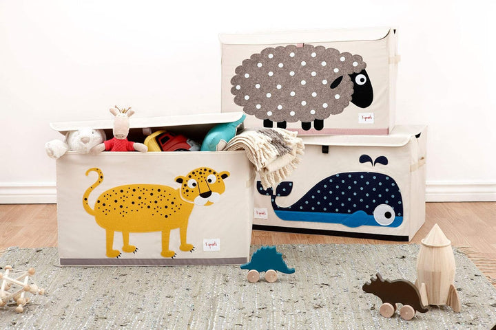 3 Sprouts - Spielzeugtruhe für Kinder - Ablagetruhe für Jungen- und Mädchenzimmer, Leopard, Leopard