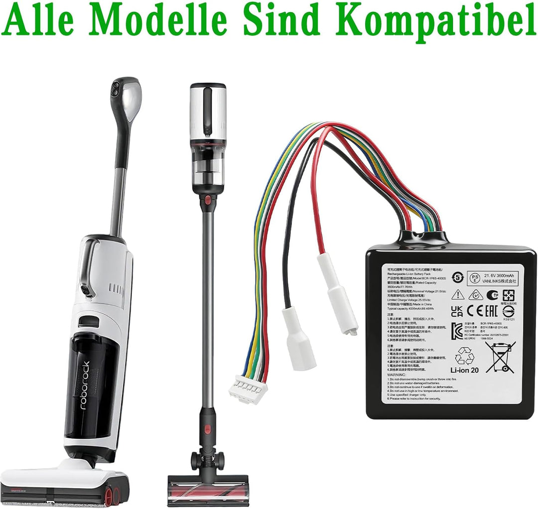 Akku 3600mAh Ersatzakku BRR-1P6S-4000S für Roborock Dyad Pro Combo A10 Plus Staubsauger, Kompatibel