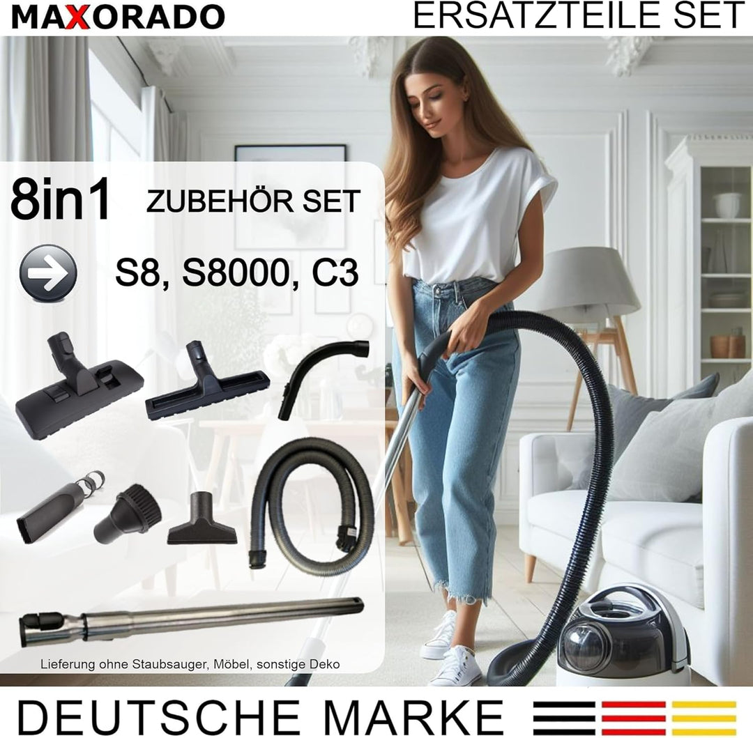 Kombidüse + Rohr + Handgriff + Schlauch + Düsen Ersatzteile Set Zubehör kompatibel mit Miele Complet