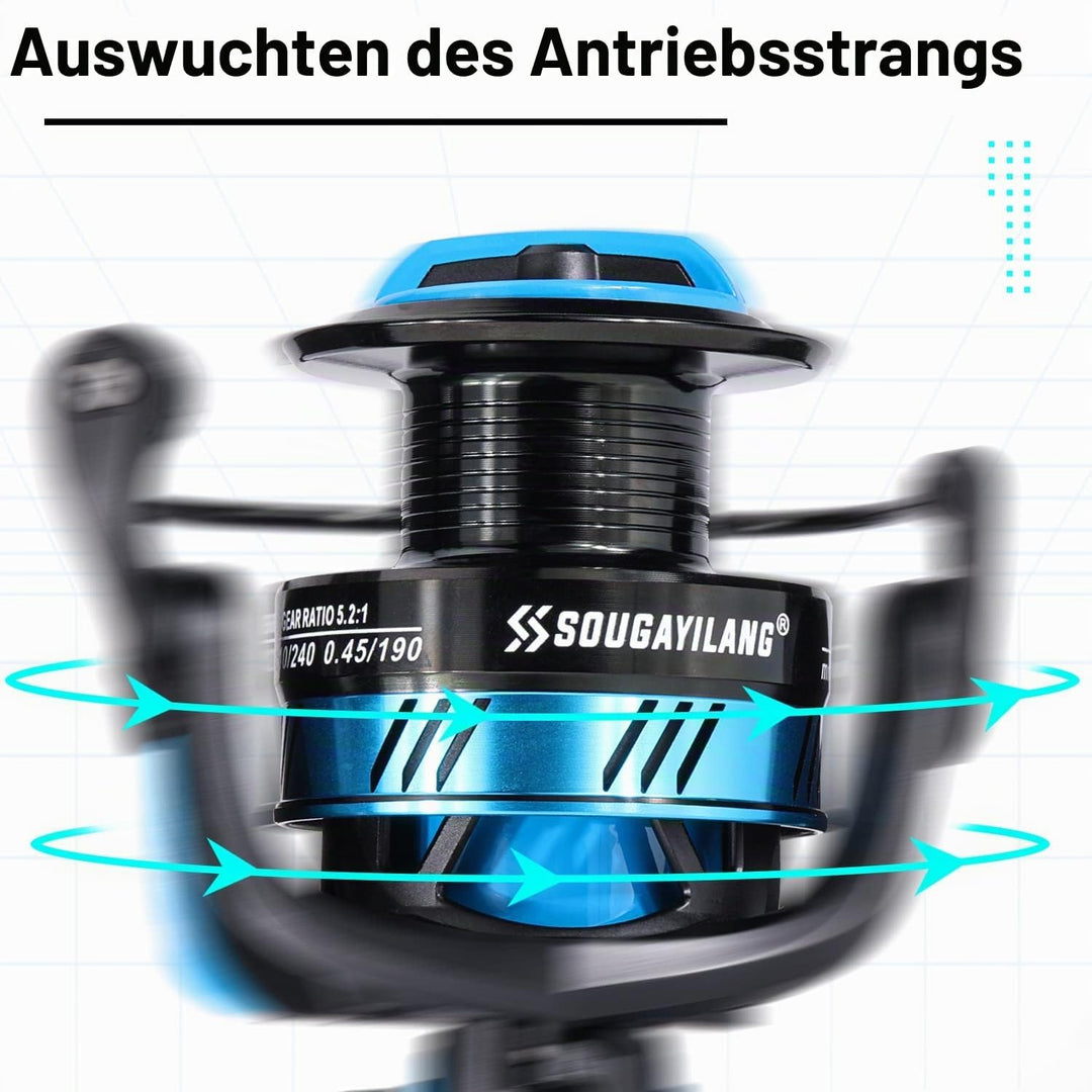 Sougayilang SL Spinnrolle 5,2:1 Hochgeschwindigkeits-Metallspule Leistungsstarke Spinnangelrollen Ka