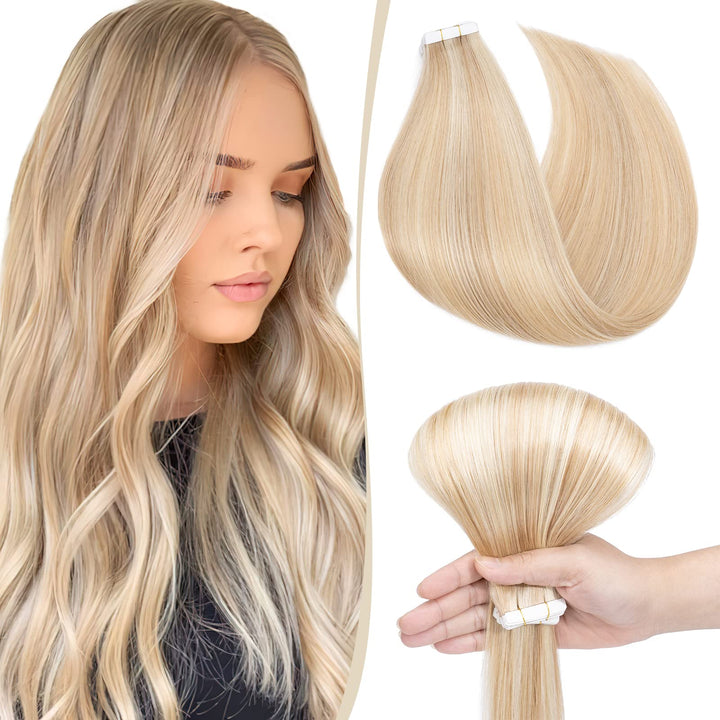 SEGO Tape Extensions Echthaar Haarverlängerung Klebeband Haarteile Glatt 100% Remy Haar 10pcs Honigb