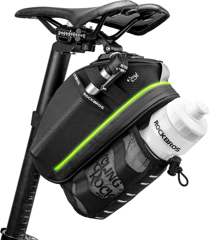 ROCKBROS Fahrrad Satteltasche 1,5L Kratzfest Fahrradtasche mit Flaschenhalter Fahrradsitz Tasche für