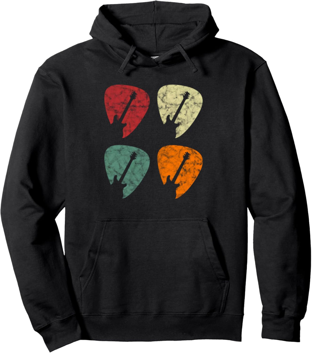 Retro Guitar Plectrum Vintage Tee Pullover Hoodie
