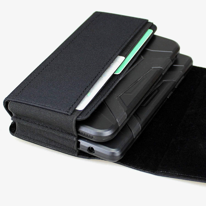 aubaddy Gürteltasche für Zwei Handys, Querformat, Nylon Double Decker Gürtelclip für iPhone 11 Pro M
