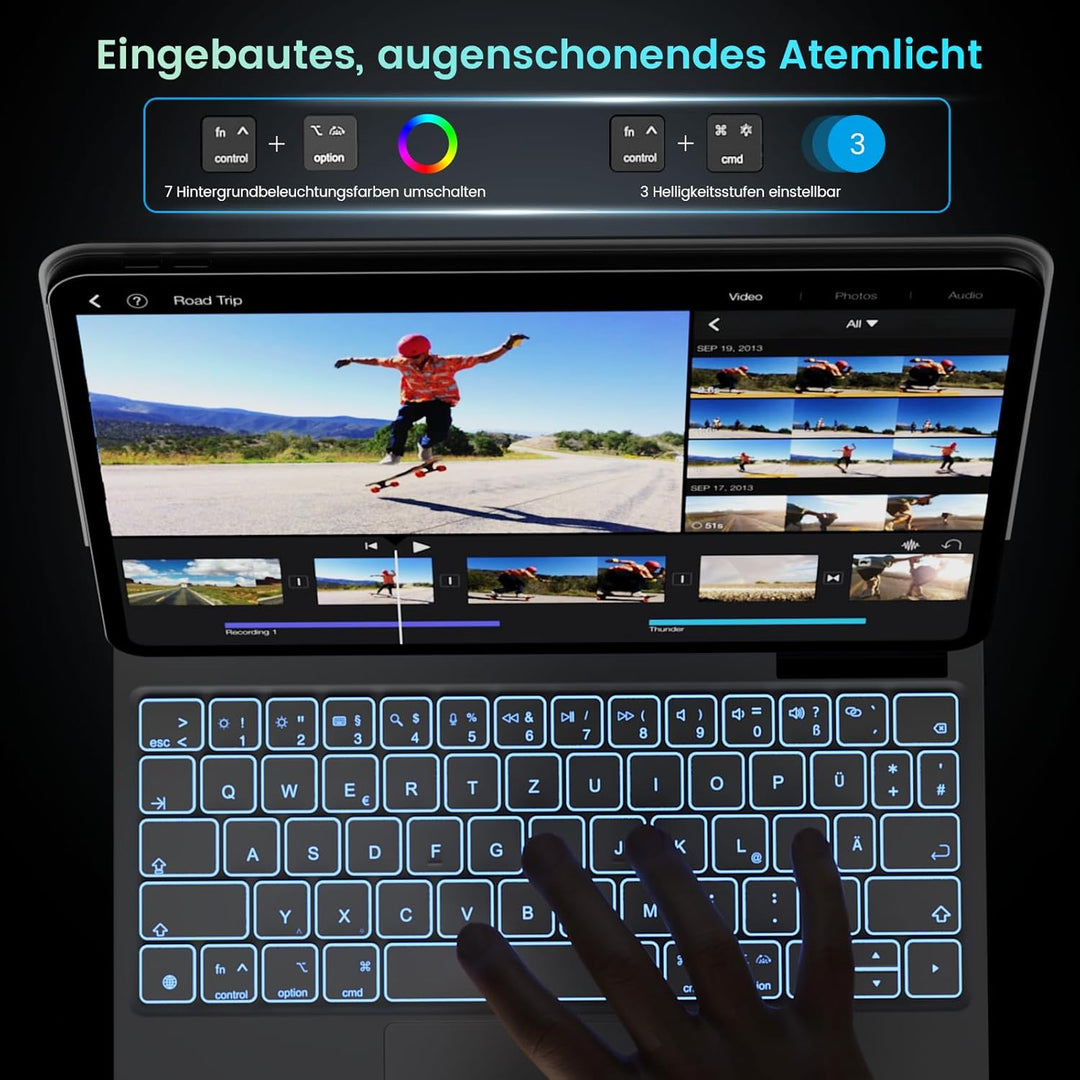 Magic Keyboard für iPad A16 11. Generation 2025 / iPad 10. Generation 2022, Magnetischer Stand 90-13