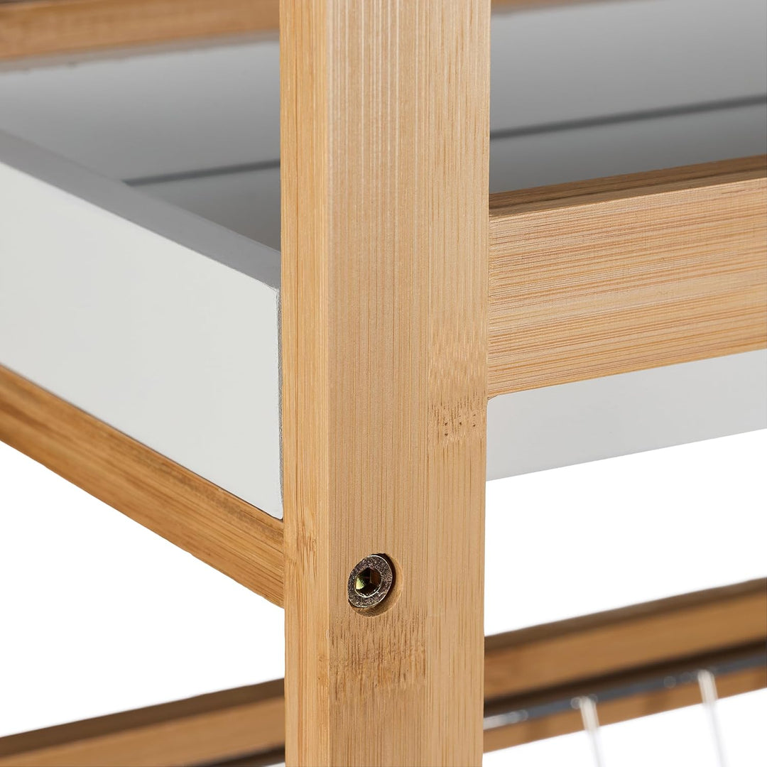 Relaxdays Nischenwagen, 4 Ablagen, schmales Nischenregal Bad & Küche, HBT 83 x 22 x 40 cm, Bambus, R