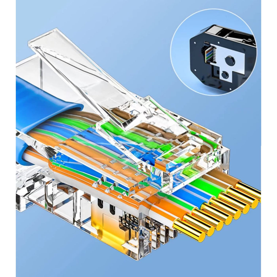 Cat6 RJ45 Pass-Through-Stecker - 50 Stück Kristall Ungeschirmte UTP 8P8C Modulare Netzwerkstecker Ca
