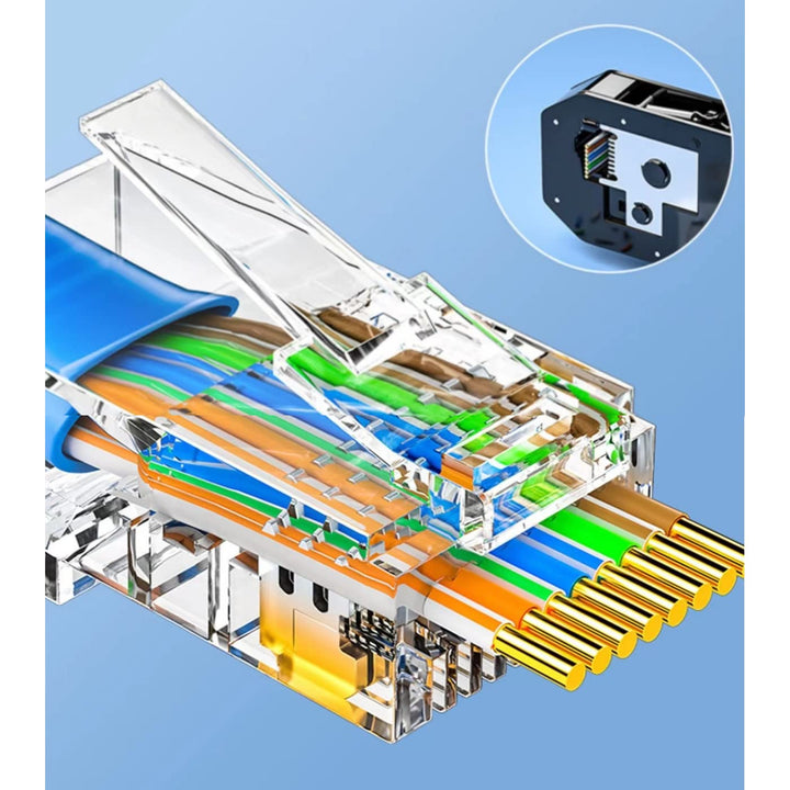 Cat6 RJ45 Pass-Through-Stecker - 50 Stück Kristall Ungeschirmte UTP 8P8C Modulare Netzwerkstecker Ca