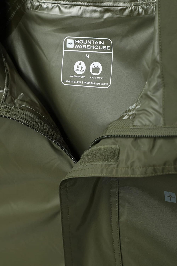 Mountain Warehouse Pakka wasserdichte Herren Jacke zusammenfaltbare Regenjacke Windjacke Kapuze Trag