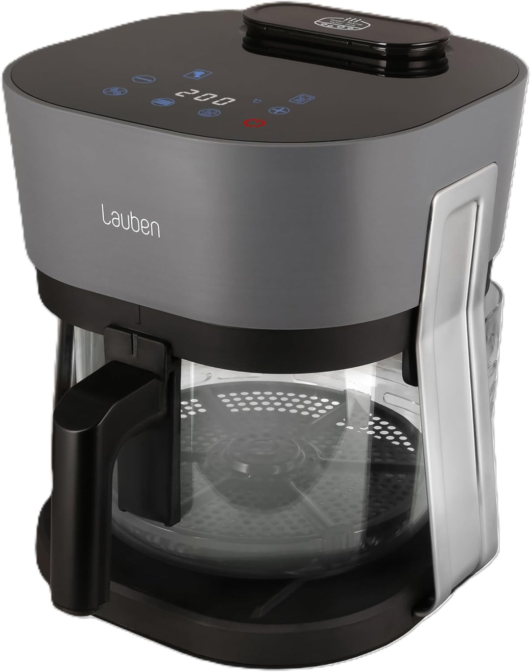 Lauben Glass&Steam Heissluftfritteuse 4500BG Air Fryer mit Glasfrittierkorb, Dampffunktion, 8 Progra