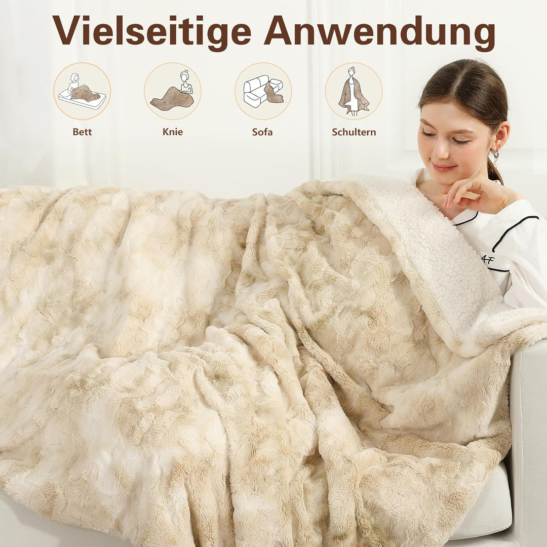 ESTINGO Elektrische Heizdecke 180x130cm, Elektrische Wärmedecke mit Timer Abschaltautomatik, 6 Heizs