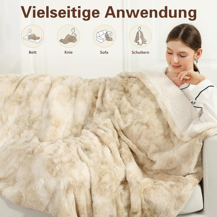 ESTINGO Elektrische Heizdecke 180x130cm, Elektrische Wärmedecke mit Timer Abschaltautomatik, 6 Heizs