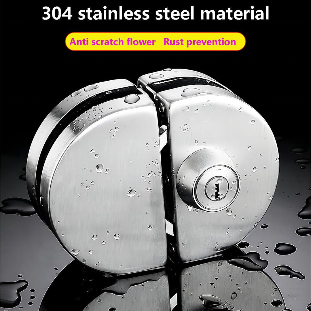 Qrity Edelstahl Glastürschloss mit Schlüssel Öffnen/Schliessen für 10-12 mm Glas Dickes Büro, Zuhaus