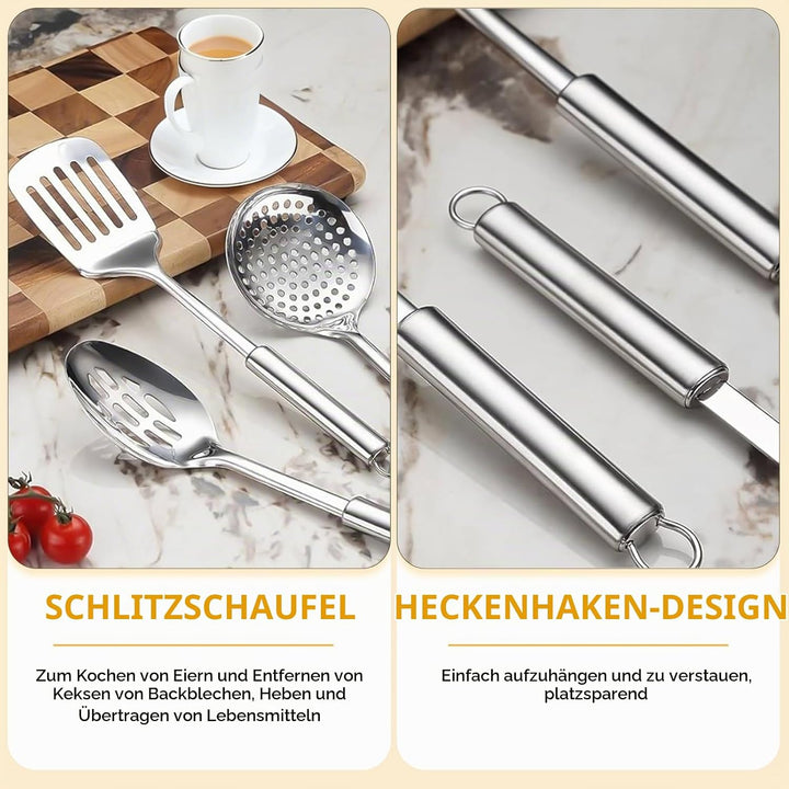 13-teilig Edelstahl Kochutensilien Set - Wärmebeständig Antihaft Hochglanzpolierte Küchenhelfer-Set