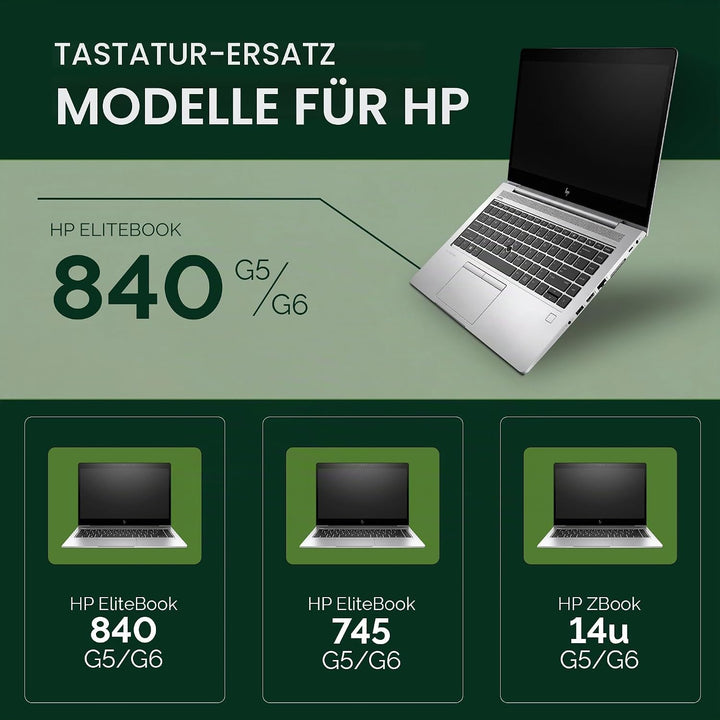 TellusRem ersatztastatur Deutsche Hintergrundbeleuchtung für HP 840 G5, 840 G6, 745 G5, 745 G6, ZBoo