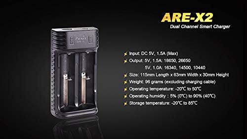 fenix Are-X2 Mehrfach-Ladegerät, kompatibel mit USB und Micro USB, Li-Ion, NI-MH, NI-Cd, Standard