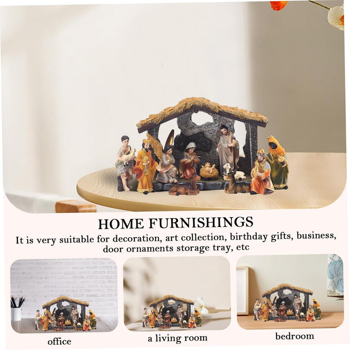Krippe Figuren Set Weihnachten Mini Traditionelles Harz Jesus Geburtsdekorationen 1Set, Krippe Figur