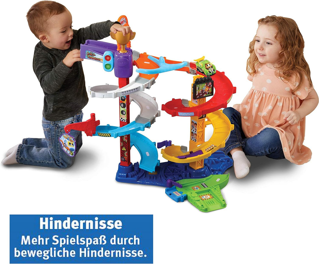 VTech 80-535004 TUT Baby Flitzer-2-in-1-Turboturm Babyspielzeug, Rennbahn, Parkhaus, Auto FFP Versio