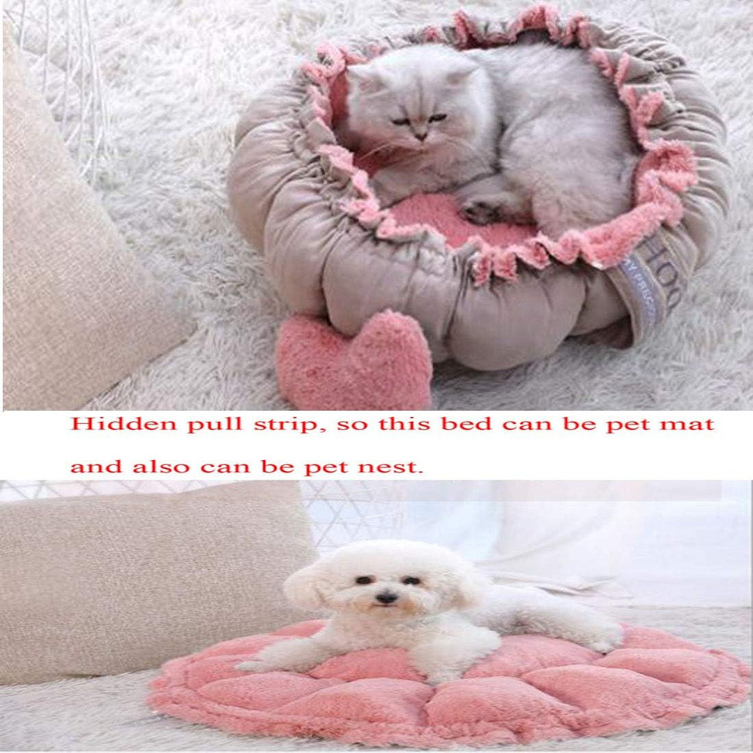 Glield Hundebett und Hundematte für Kleine Hunde und Katzen Rosa Runden PTW05, S