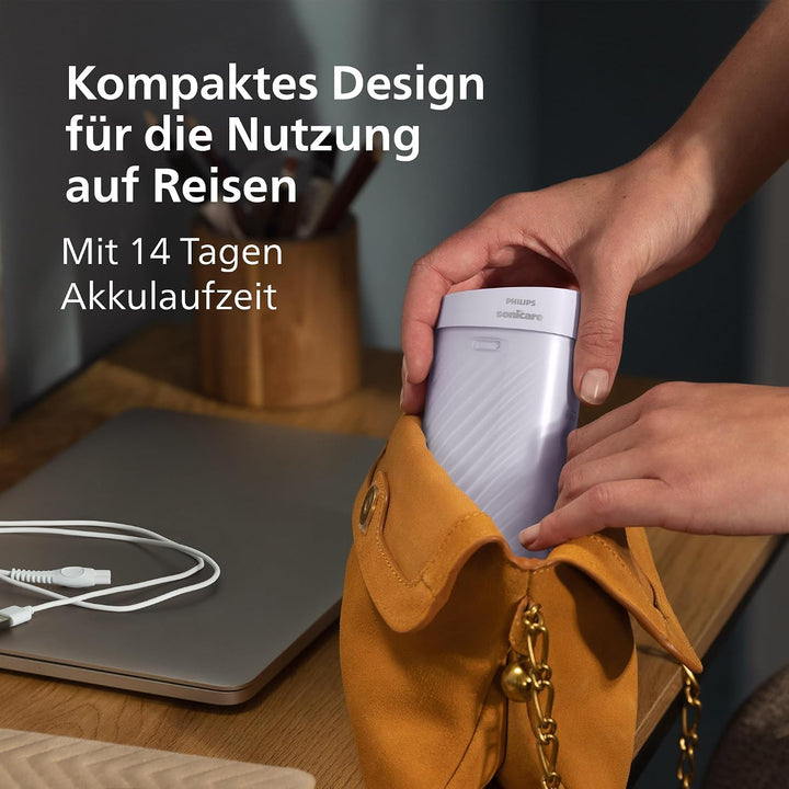 Philips Sonicare Compact Flosser 1000, tragbare Munddusche mit 3 Reinigungsprogrammen, IPX7 wasserdi