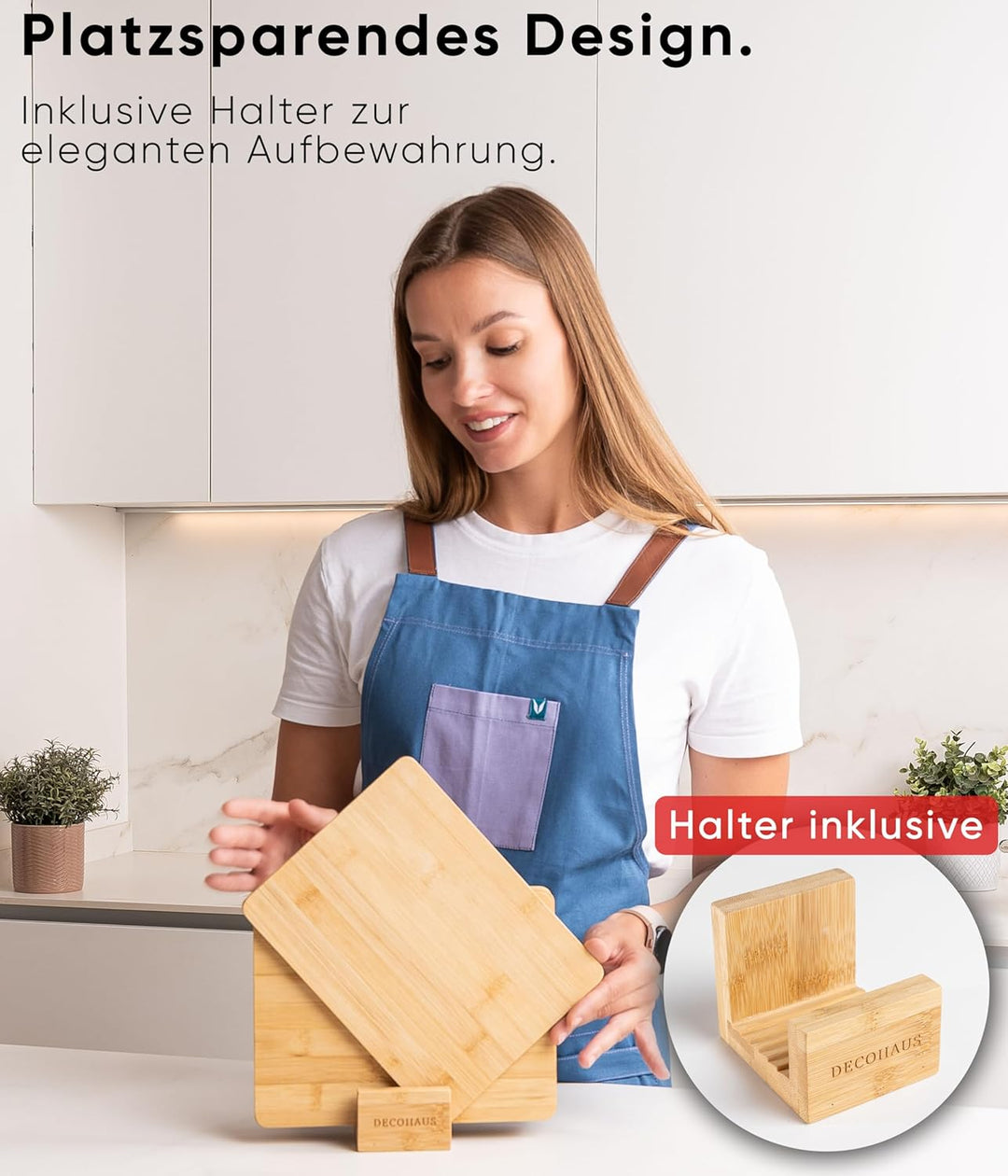 Deco haus Frühstücksbrettchen holz 6er set [0,8cm DICKE] - Schneidebrett holz Klein 23 x 17,5 cm - H