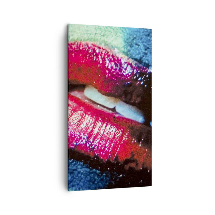 Bilder auf Leinwand Lippen Gesicht Frau Leinwandbild mit Rahmen 45x80cm Wandbilder Dekoration Wohnzi